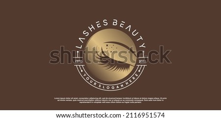 Eyelashes beauty logo for business with creative concept Premium Vector