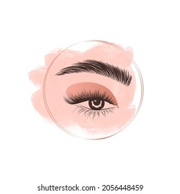 Eyelashes and brows logo on abstract background