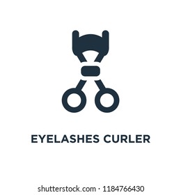 Eyelashes Curler icon. Black filled vector illustration. Eyelashes Curler symbol on white background. Can be used in web and mobile.