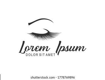 eyelashes  and eyebrow logo template, vector isolated
