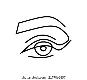 Augenbrauen-Augenbrauen - Symbol für eine einzelne Linie. Auge - Vektorminimalismus-Logo. Make-up - Illustration einzeln für Schönheitssalon. dauerhafte Tätowierung, sehen Sie. Vision, Gesundheit