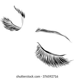 Eyelashes and eyebrows eyes drawing make up icon