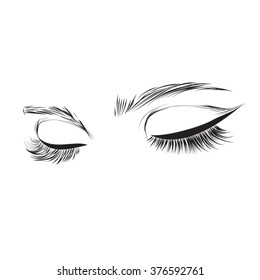 Eyelashes and eyebrows eyes drawing make up icon