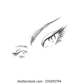 Eyelashes and eyebrows eyes drawing make up icon