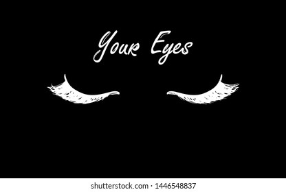 eyelashes and eyebrows icon. hand drawing. flat simple style trend modern lashes extension logotype graphic element isolated on white. concept of beauty salon emblem or label. black white