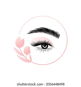 Eyelashes and eyebrows illustration for beauty salon