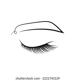 Eyelashes, eyebrows, line art, one line drawing. Stylish illustration