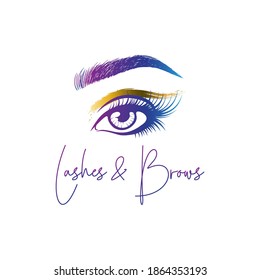 Eyelashes and Eyebrows make up design logo, Vector logo design for beauty salon