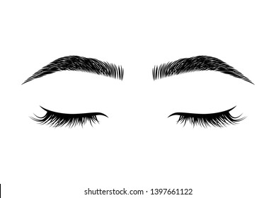 Eyelashes and eyebrows vector logo for beauty studio