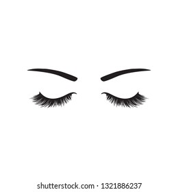 Eyelashes with eyes black logo. Vector