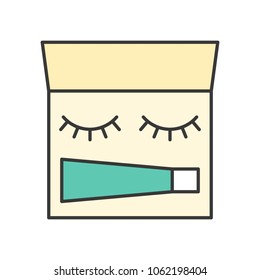 Eyelashes and glue in palette, filled outline icon