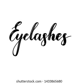 Eyelashes hand drawn lettering. False eyelashes. Vector.