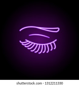 eyelashes icon. Elements of Beauty, make up, cosmetics in neon style icons. Simple icon for websites, web design, mobile app, info graphics