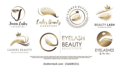 Eyelashes Symbol-Logo-Design mit kreativem Beauty-Element-Stil Premium Vector