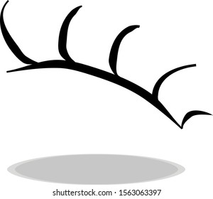 Eyelashes icon on white background, flat design, hand drawing. Illustration of cosmetics, contour of symbol black