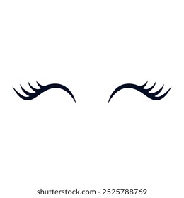 Eyelashes icon vector. Closed eyes illustration sign. Makeup symbol or logo.