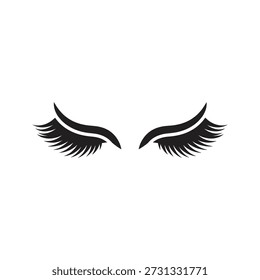 Ícone de cílios ilustração vetorial mostrando cílios falsos maquiagem beleza extensão de olho estilo cosmético estilo de moda acessório olhar conceito isolado fundo branco design elemento