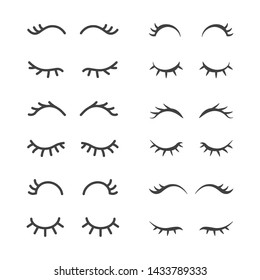 Eyelashes Icon Vector Open And Closed Eyes Icons Set