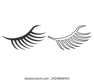 Eyelashes line icon set vector flat sign 