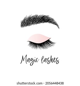 Eyelashes logo for beauty studio, lashes master and brow master logotype