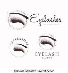 Eyelashes logo collection vector design for beauty