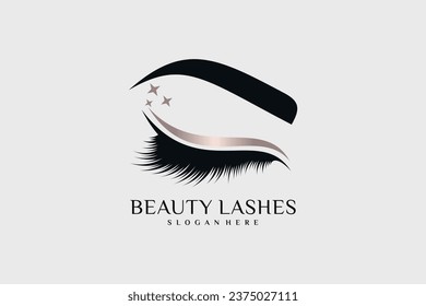 Eyelashes logo design for beauty icon with creative idea