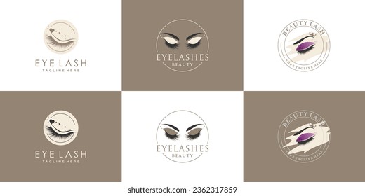Eyelashes logo design collection with creative unique style Premium Vector