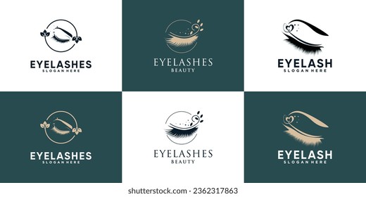 Colección de diseño del logotipo Eyelashes con estilo único creativo Vector Premium