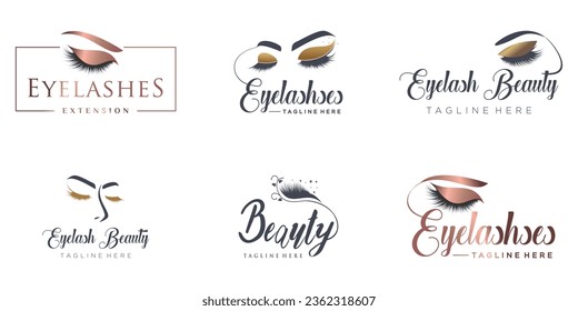 Eyelashes logo design collection with creative unique style Premium Vector