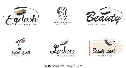 Eyelashes logo design collection with creative unique style Premium Vector