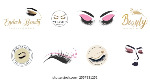 Eyelashes logo design collection with creative unique style Premium Vector