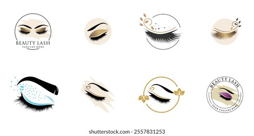 Eyelashes logo design collection with creative unique style Premium Vector