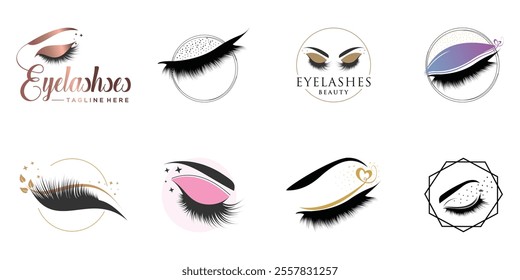 Eyelashes logo design collection with creative unique style Premium Vector