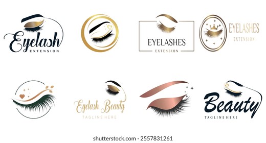 Eyelashes logo design collection with creative unique style Premium Vector