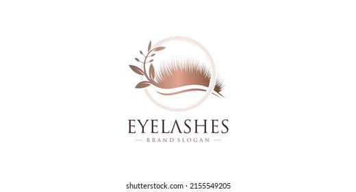 Eyelashes logo design with creative beauty style Premium Vector