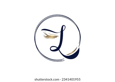 Eyelashes logo design vector with creative letter L