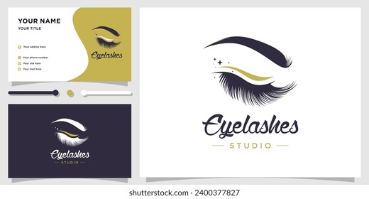 Vector de diseño del logo de Eyelashes con diseño de tarjetas de visita y de diseño creativo y moderno