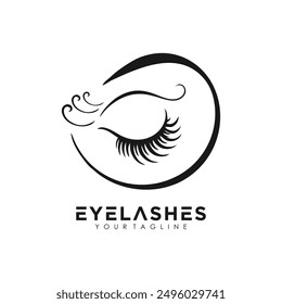 Eyelashes logo design vector icon with premium concept