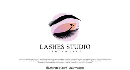 Diseño del logo de Eyelashes ilustración vectorial de la belleza con concepto moderno creativo Vector Premium