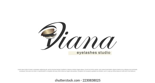 Eyelashes logo design vector with letter D style