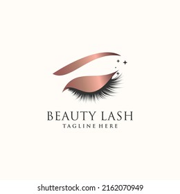 Eyelashes logo icon with modern beauty concept design Premium Vector