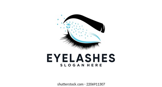 Eyelashes logo icon with modern beauty concept design Premium Vector