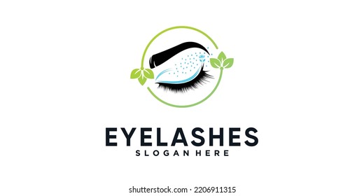 Eyelashes logo icon with modern beauty concept design Premium Vector