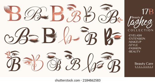 Eyelashes logo with letter B concept
