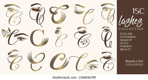 Eyelashes logo with letter C concept