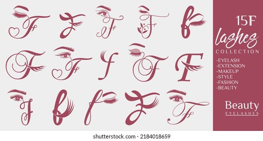 Eyelashes logo with letter F concept