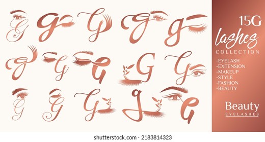 Eyelashes logo with letter G concept