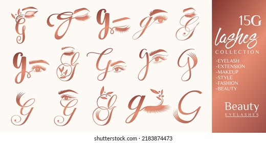 Eyelashes logo with letter G concept