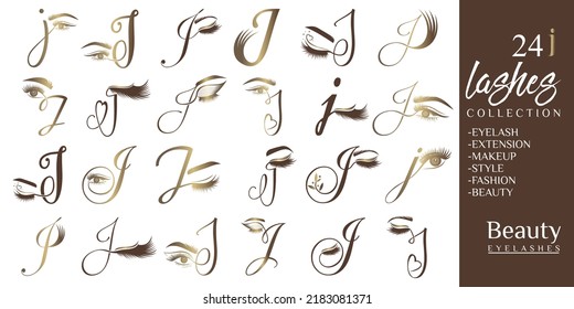 Eyelashes logo with letter J concept