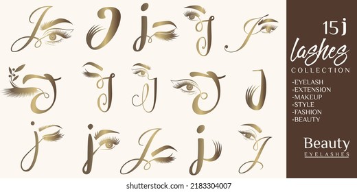 Eyelashes logo with letter J concept